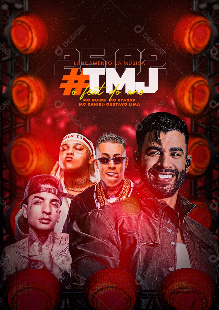 O Feat do Ano # TMJ Gusttavo Lima Mc Ryan Mc Daniel Mc Guime Flyer Social Media PSD Editável