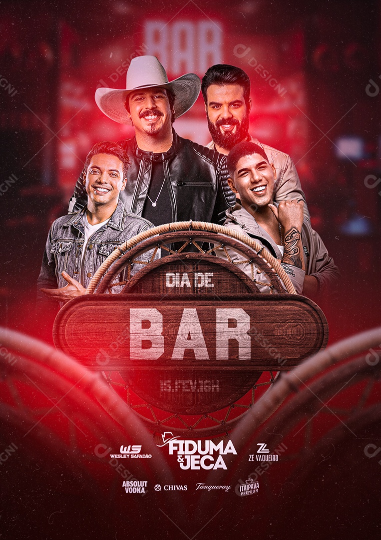 Dia de Bar Wesley Safadão Fiduma & Jeca Zé Vaqueiro Flyer Social Media PSD Editável