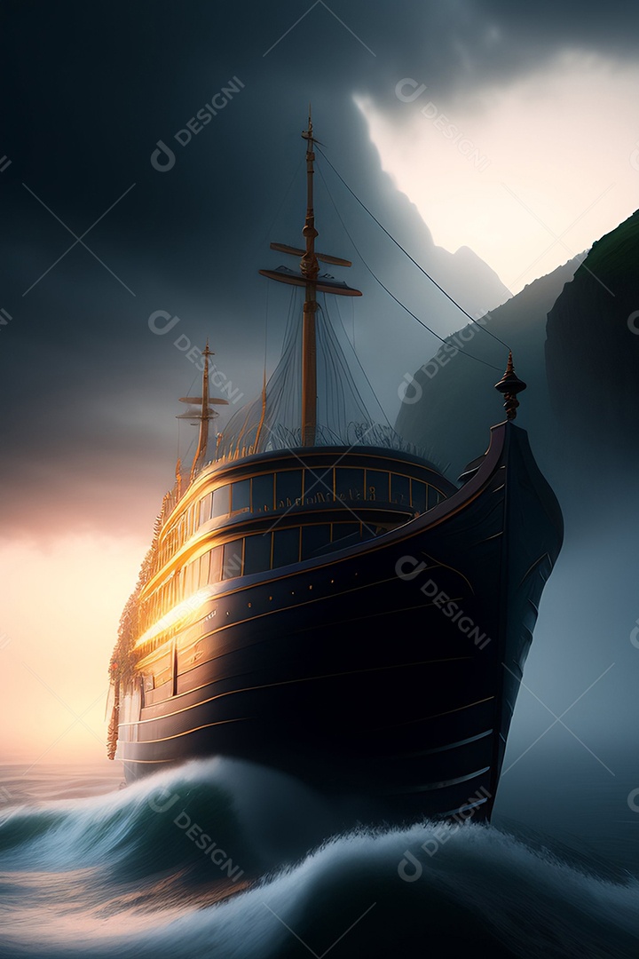 Navio navegando sobre mar