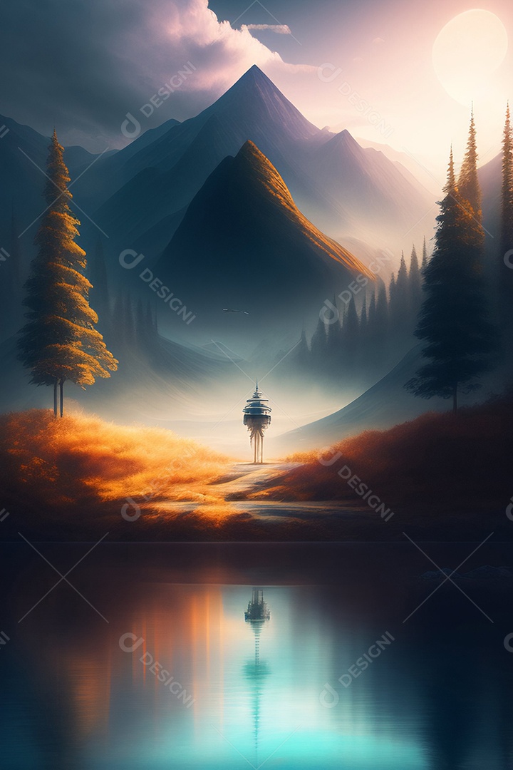 Lindas montanhas inteligências artificial