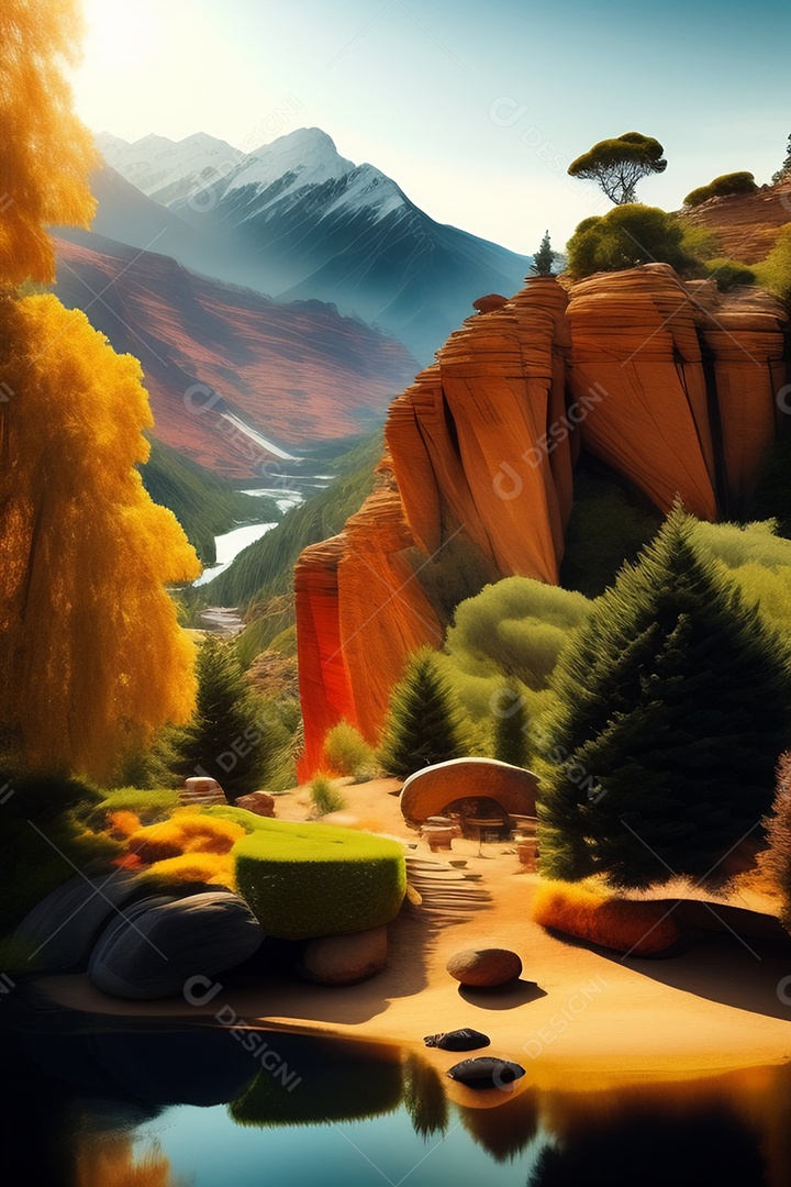 Lindas montanhas inteligências artificial