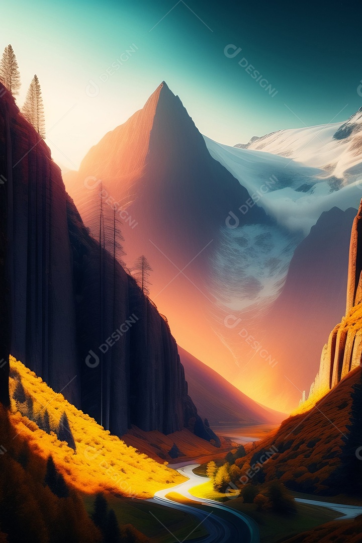 Lindas montanhas inteligências artificial