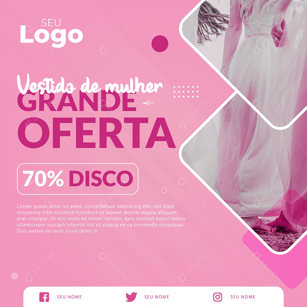 Grande Oferta Vestido de Mulher 70% Desconto EPS Editável