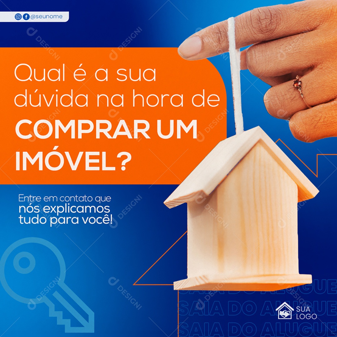 Qual é a Sua Dúvida na Hora de Comprar um Imóvel Social Media PSD Editável