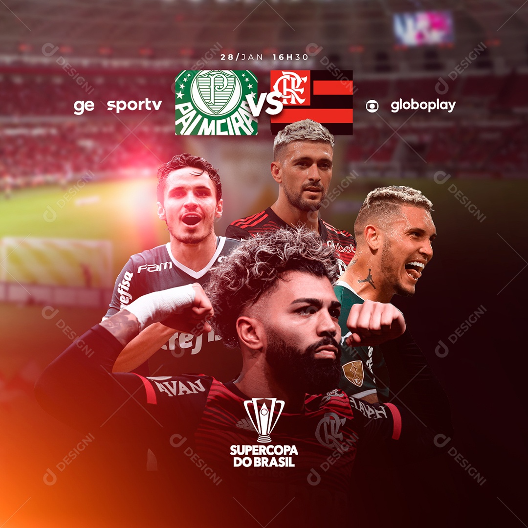 Palmeiras x Flamengo Supercopa do Brasil Futebol Social Media PSD Editável