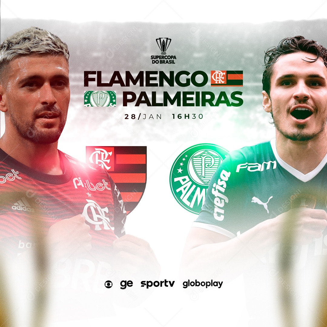Palmeiras x Flamengo Supercopa do Brasil Futebol Social Media PSD Editável