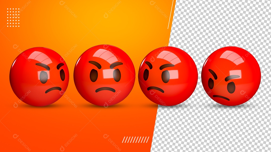 Elementos 3D Para Composição Conjunto de Emojis Com Raiva PSD