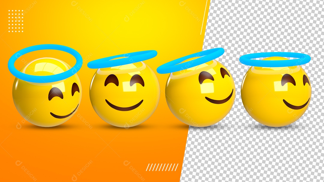 Elementos 3D Para Composição Conjunto de Emojis de Anjo PSD