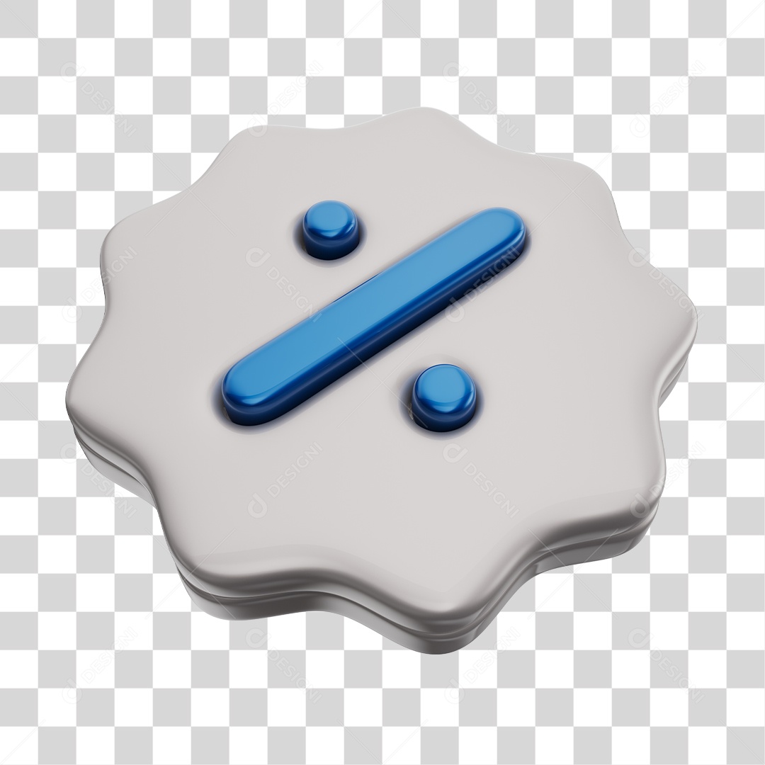Ícone de Desconto Azul e Cinza Elemento 3D PNG Transparente