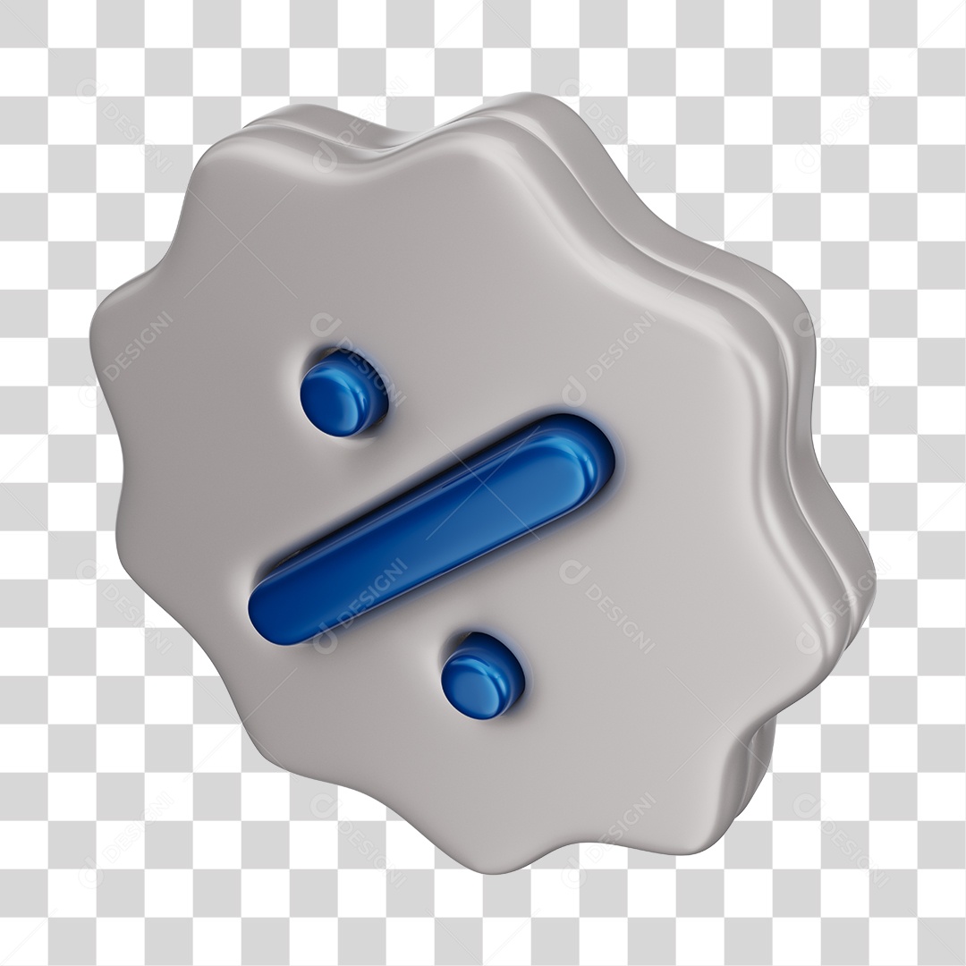 Ícone de Desconto Azul e Cinza Elemento 3D PNG Transparente
