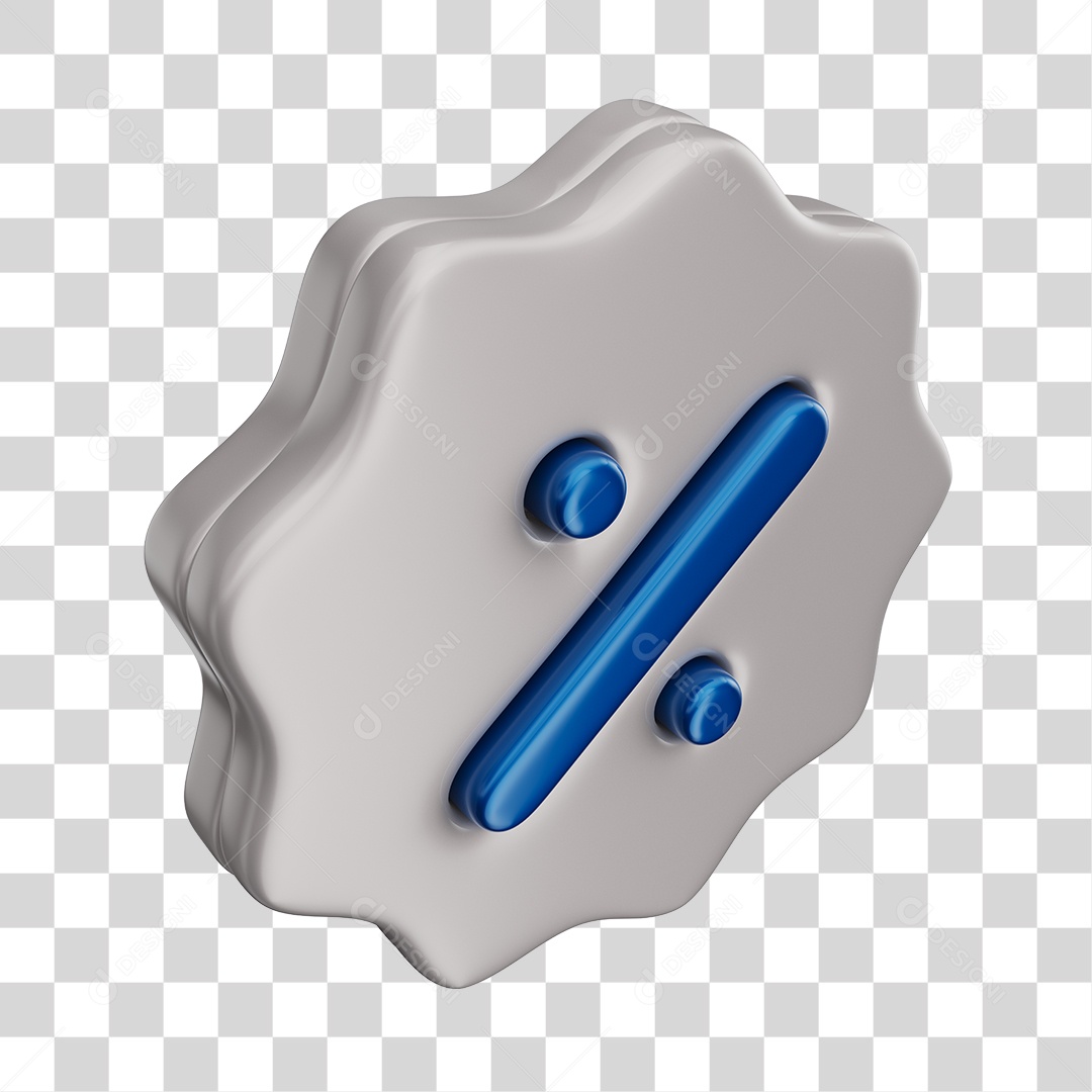 Ícone de Desconto Azul e Cinza Elemento 3D PNG Transparente