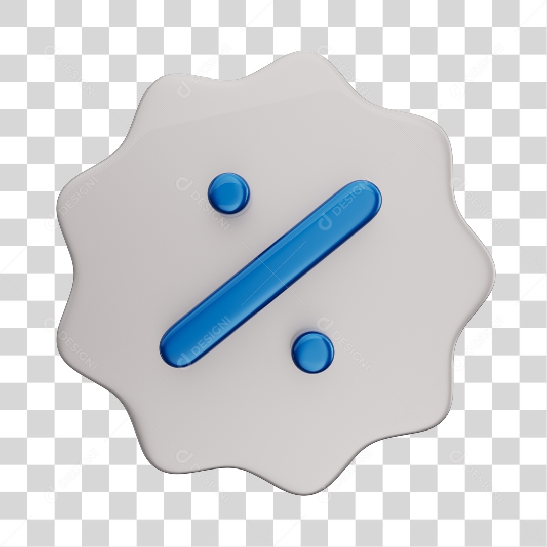 Ícone de Desconto Azul e Cinza Elemento 3D PNG Transparente