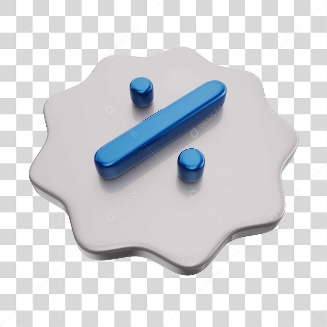 Ícone de Desconto Azul e Cinza Elemento 3D PNG Transparente