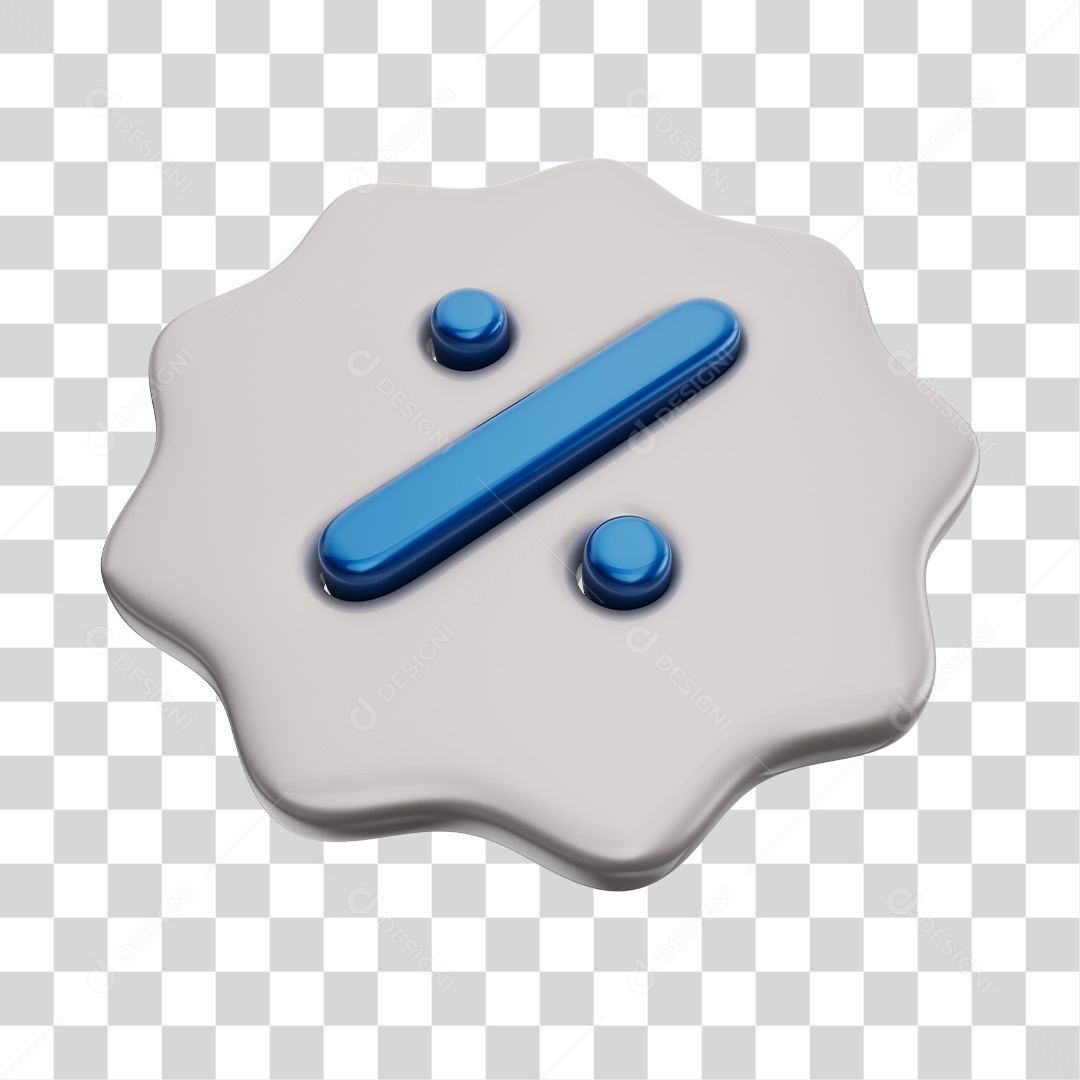 Ícone de Desconto Azul e Cinza Elemento 3D PNG Transparente