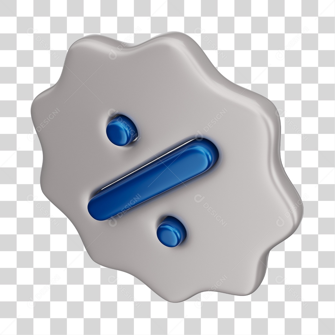 Ícone de Desconto Azul e Cinza Elemento 3D PNG Transparente