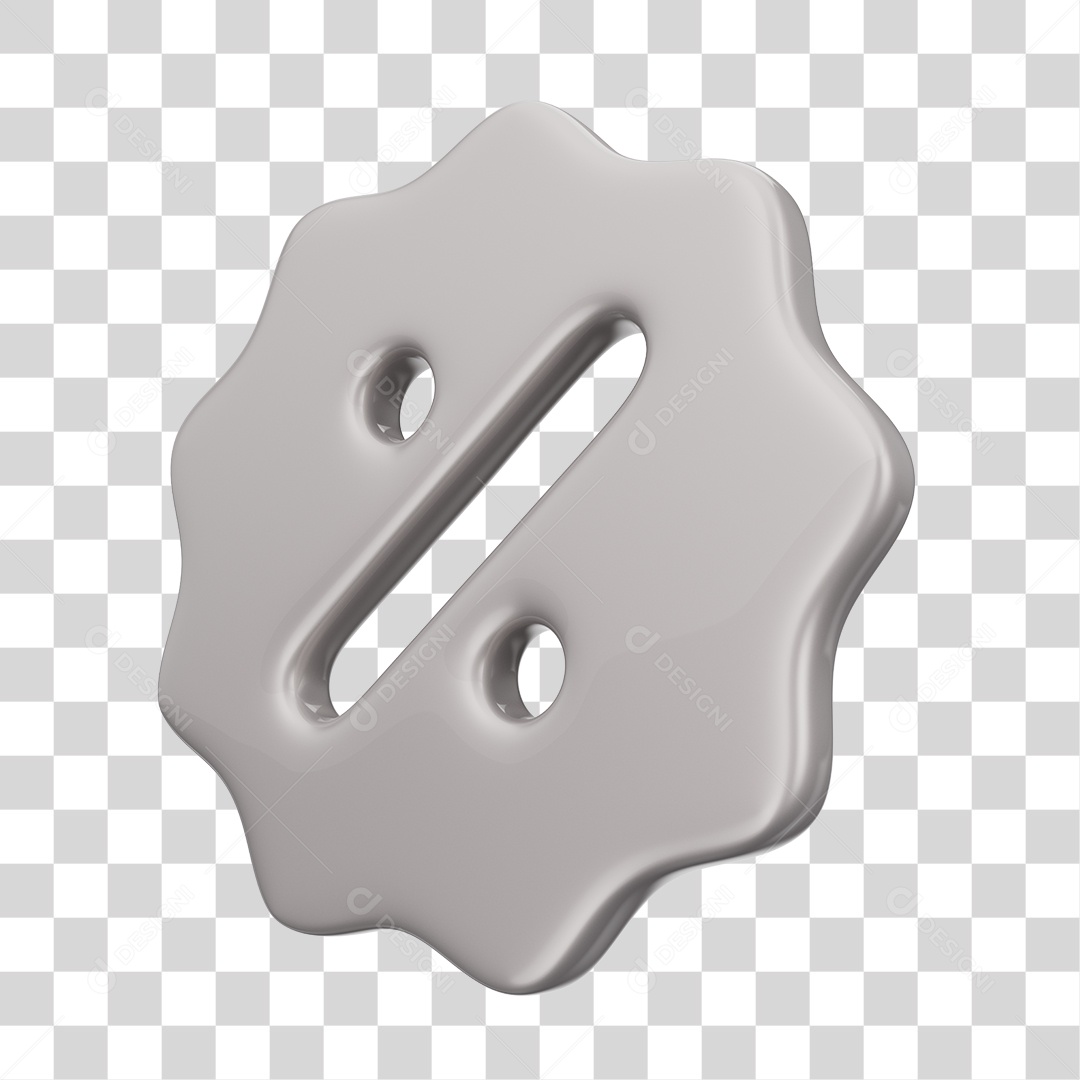 Ícone de Desconto Cinza Elemento 3D PNG Transparente