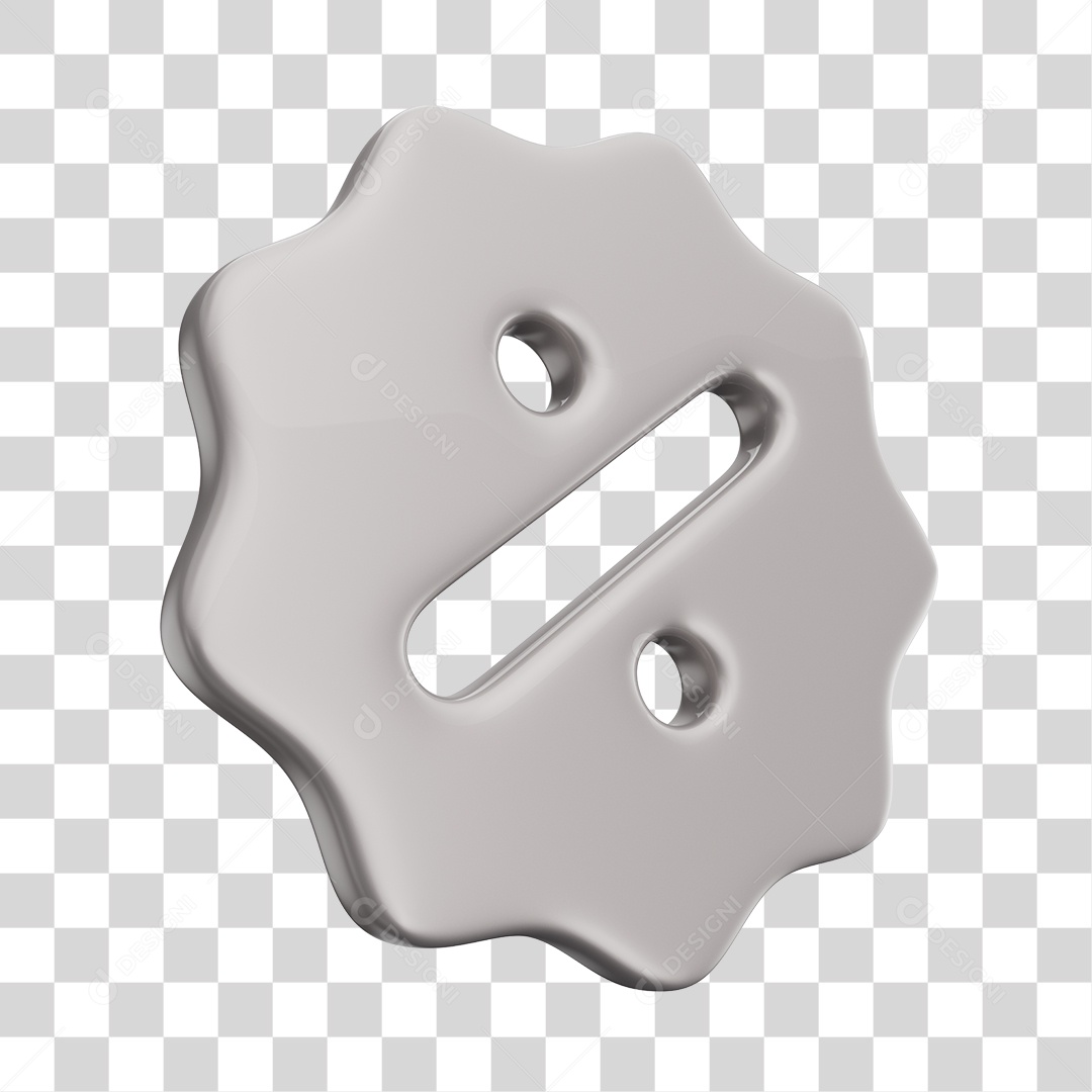 Ícone de Desconto Cinza Elemento 3D PNG Transparente