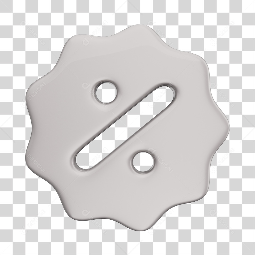 Ícone de Desconto Cinza Elemento 3D PNG Transparente