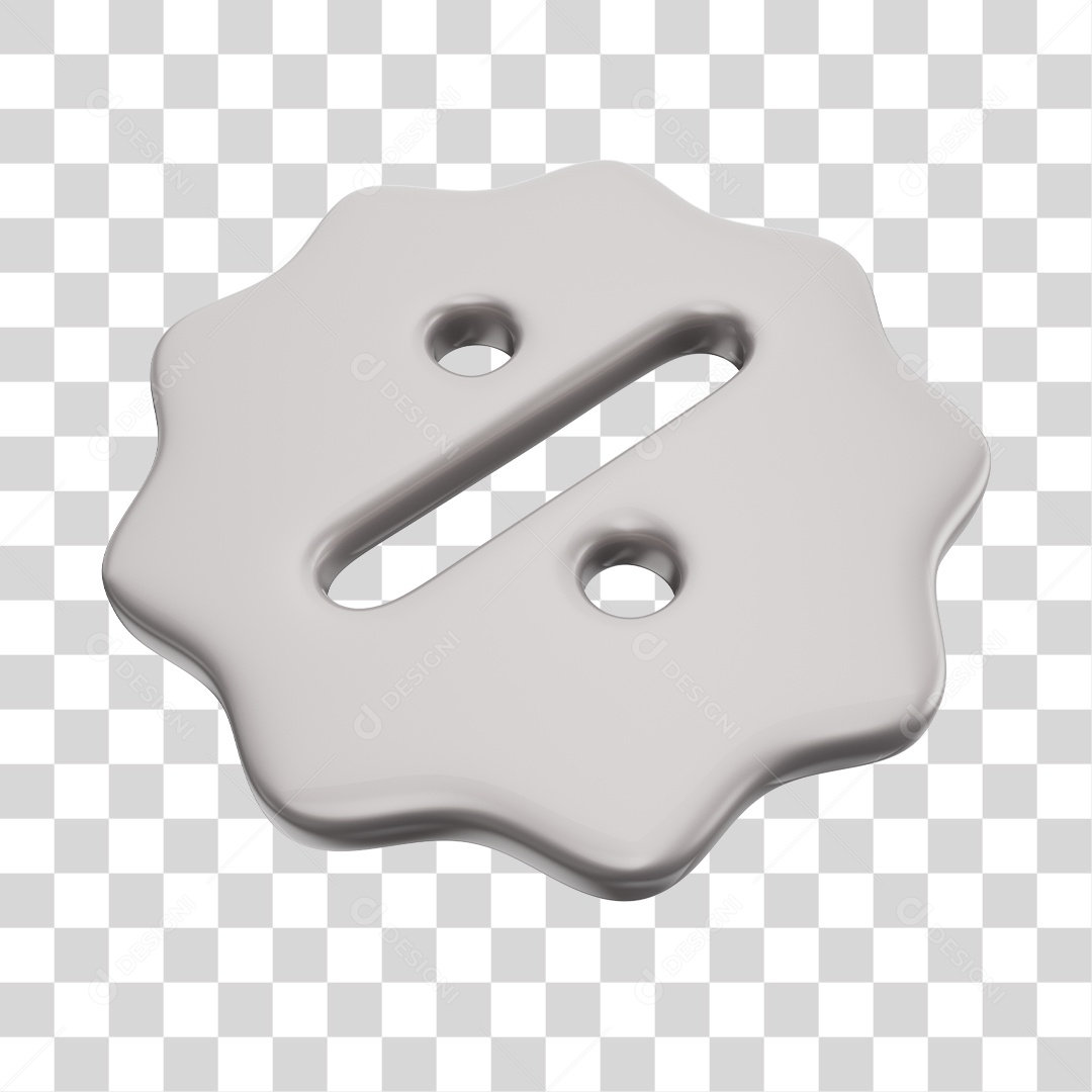 Ícone de Desconto Cinza Elemento 3D PNG Transparente
