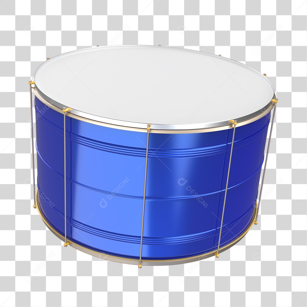 Tambor de Carnaval Azul Elemento 3D PNG Transparente