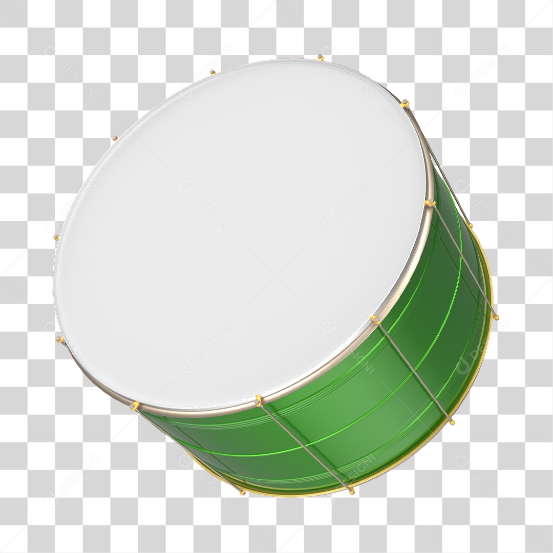 Tambor de Carnaval Verde Elemento 3D PNG Transparente