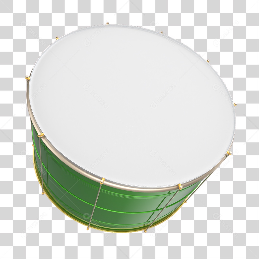 Tambor de Carnaval Verde Elemento 3D PNG Transparente