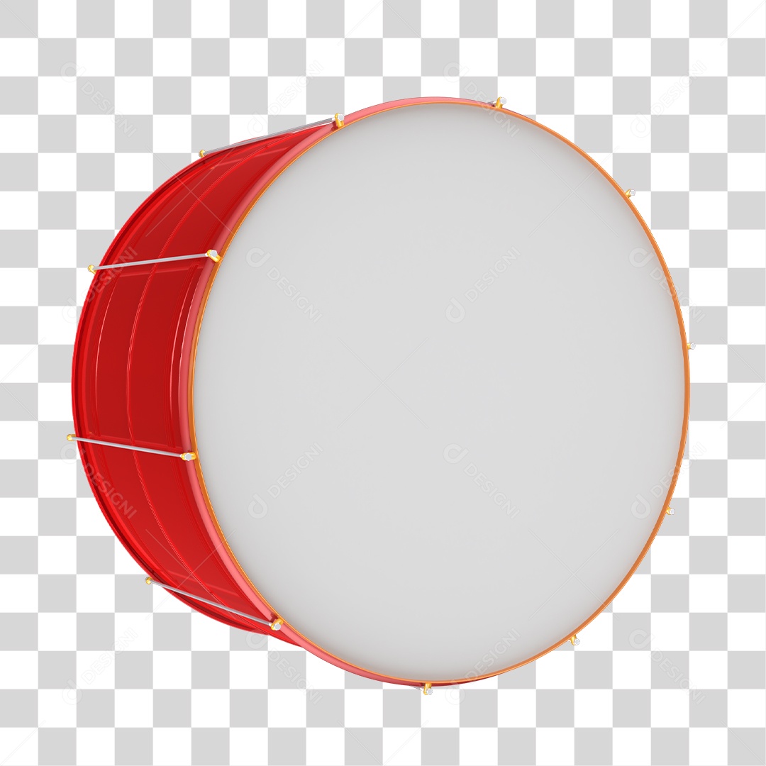 Tambor de Carnaval Vermelho Elemento 3D PNG Transparente