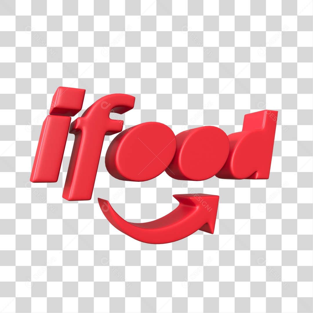 Ifood Texto 3D Vermelho PNG Transparente