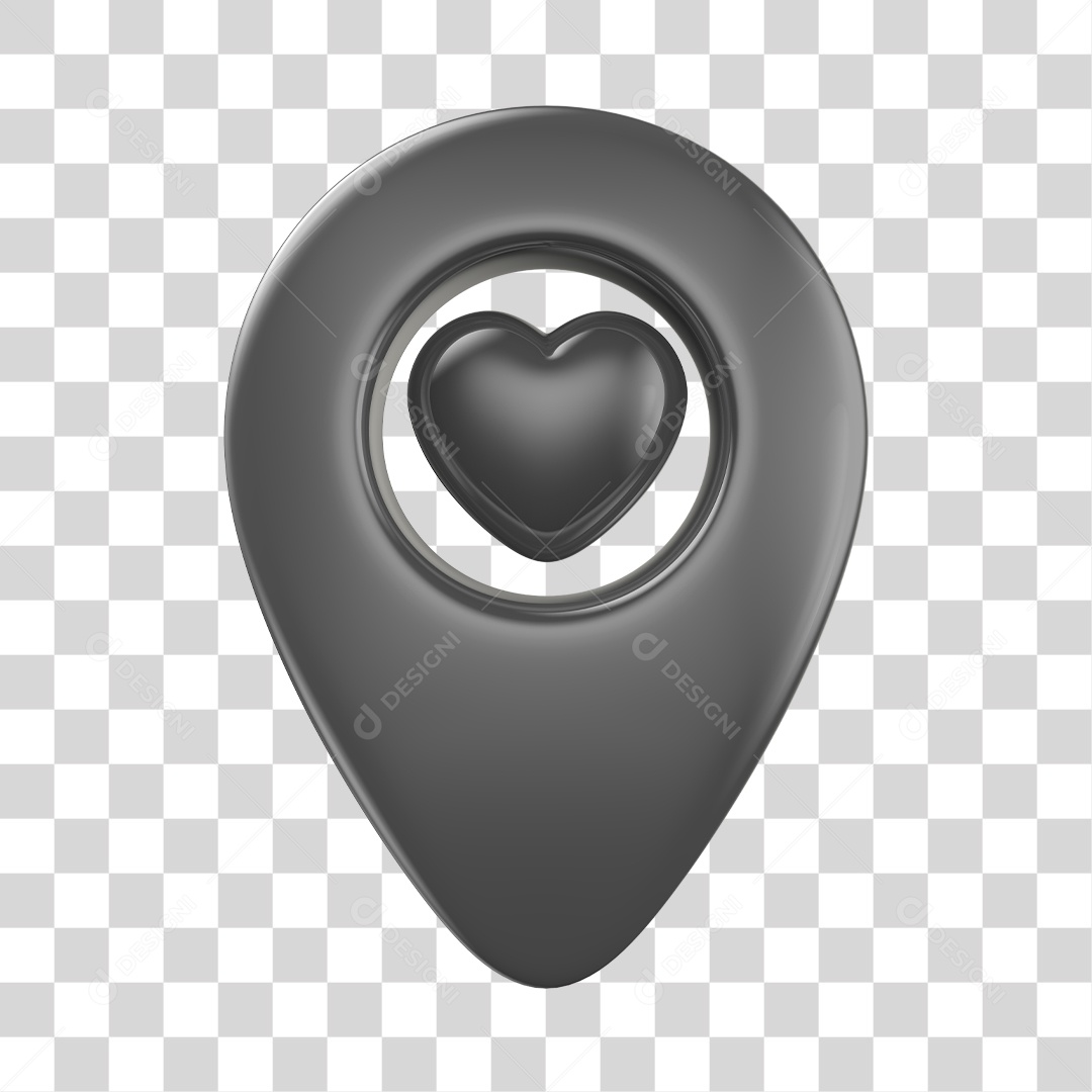 Pin de localização do Amor Elemento 3D Cinza PNG Transparente