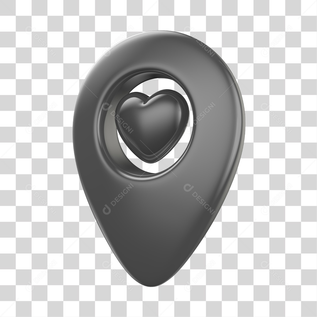 Pin de localização do Amor Elemento 3D Cinza PNG Transparente