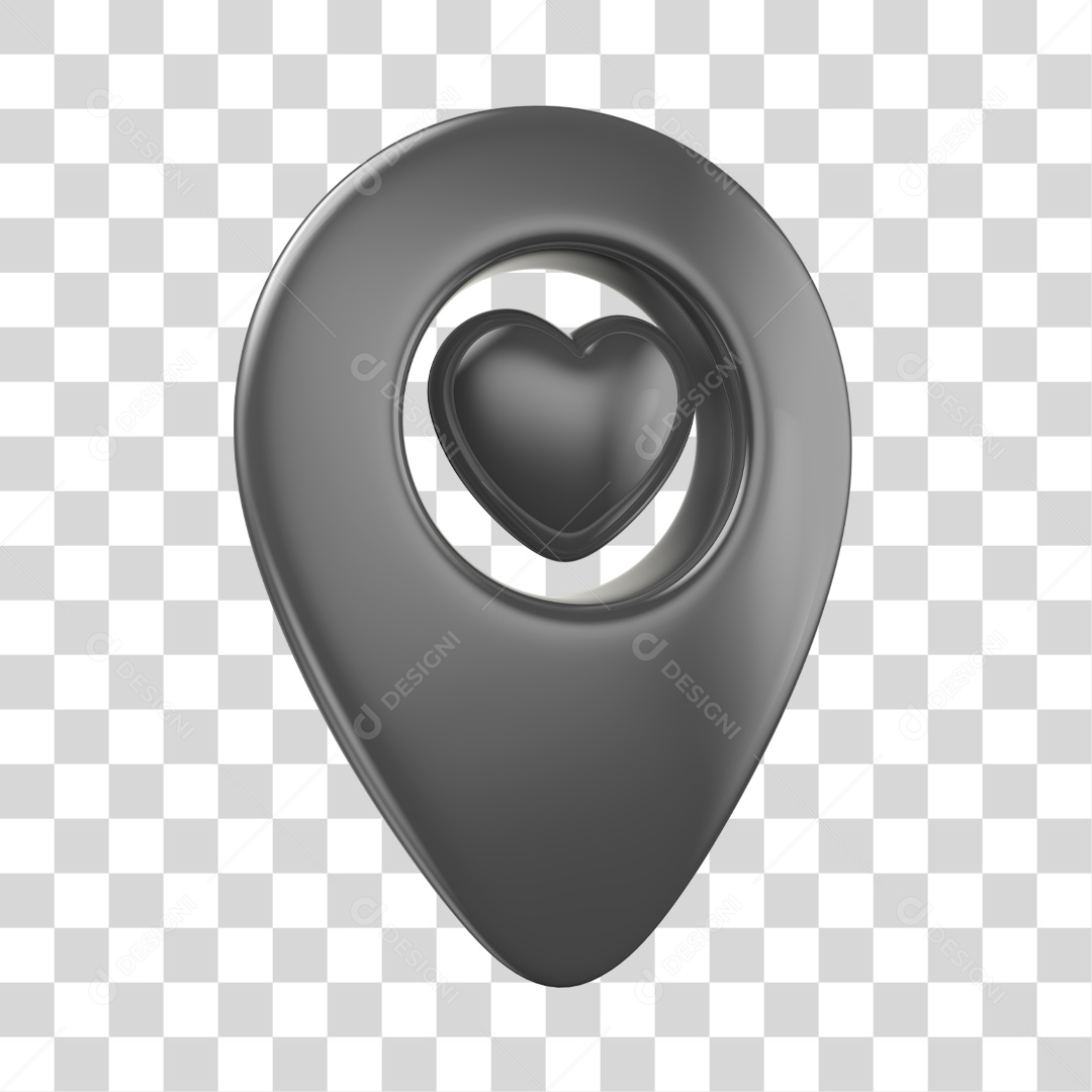Pin de localização do Amor Elemento 3D Cinza PNG Transparente