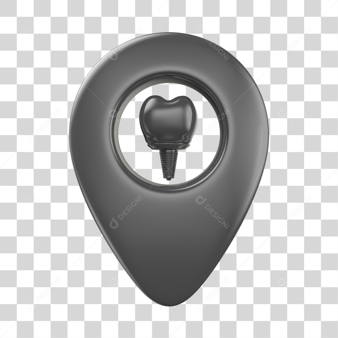 Pin de localização de Implante Dentário Elemento 3D Cinza PNG Transparente