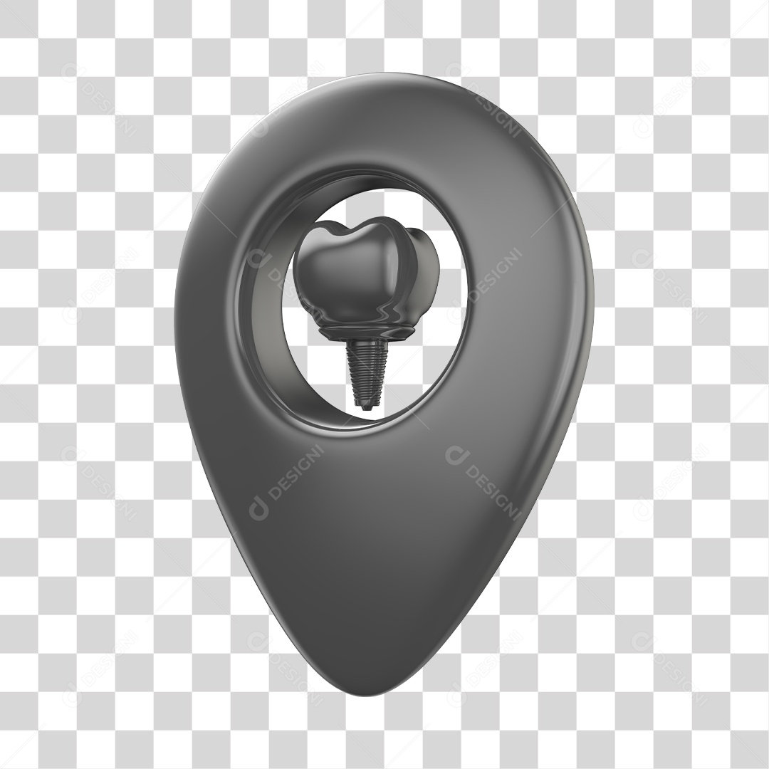 Pin de localização de Implante Dentário Elemento 3D Cinza PNG Transparente
