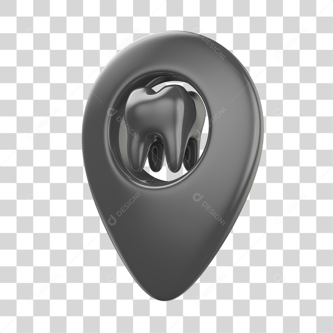 Pin de localização de Dentista Elemento 3D Cinza PNG Transparente