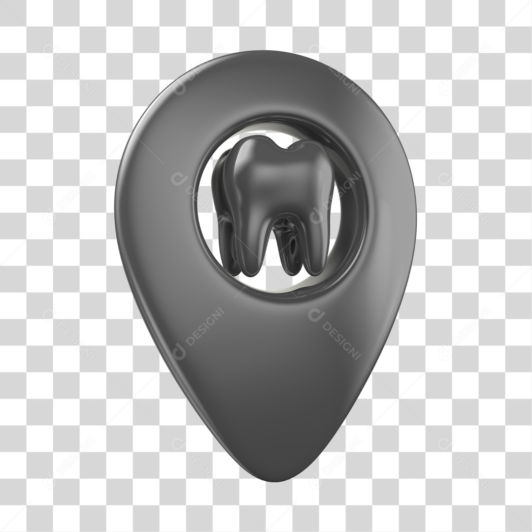 Pin de localização de Dentista Elemento 3D Cinza PNG Transparente