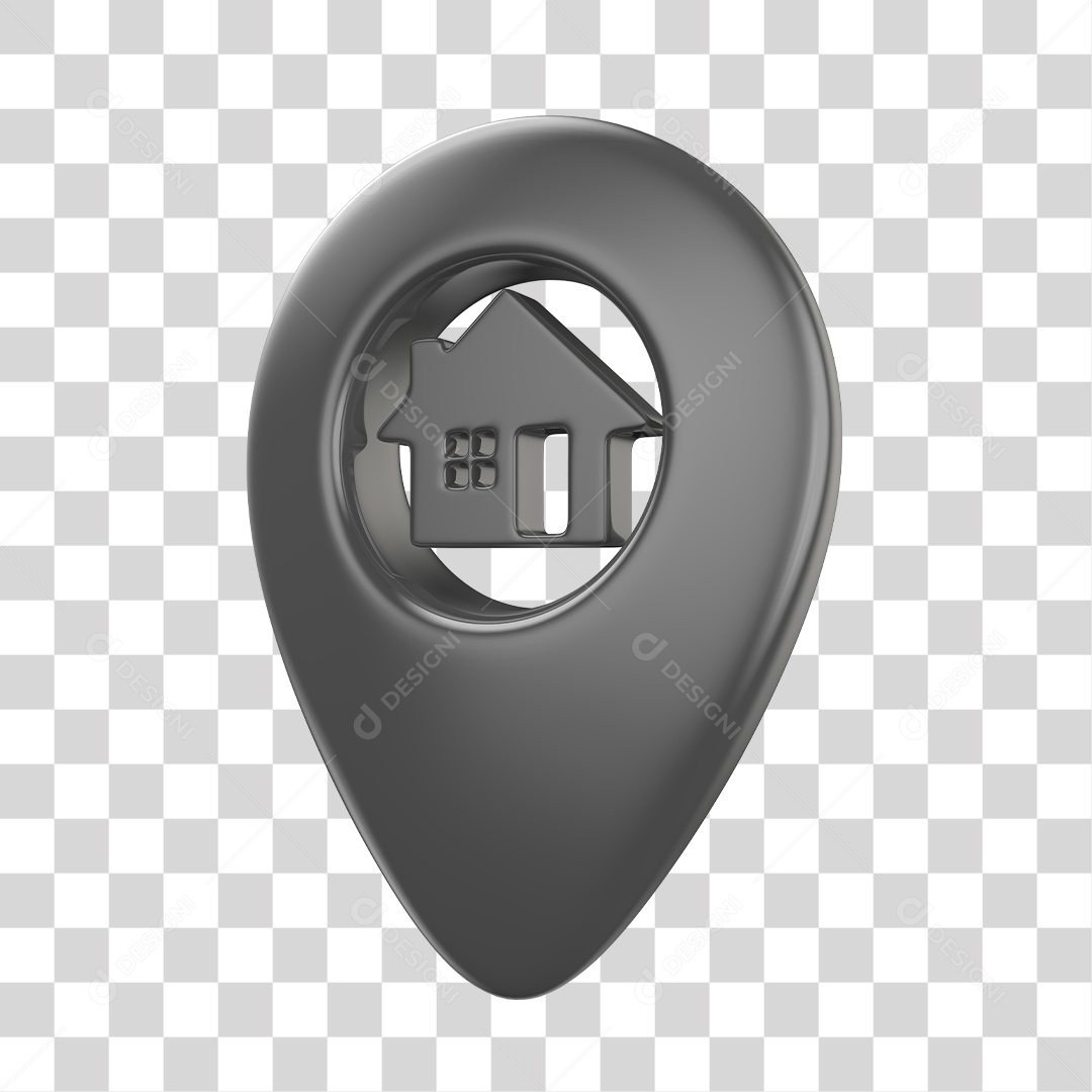 Pin de localização de Casa Elemento 3D Cinza PNG Transparente