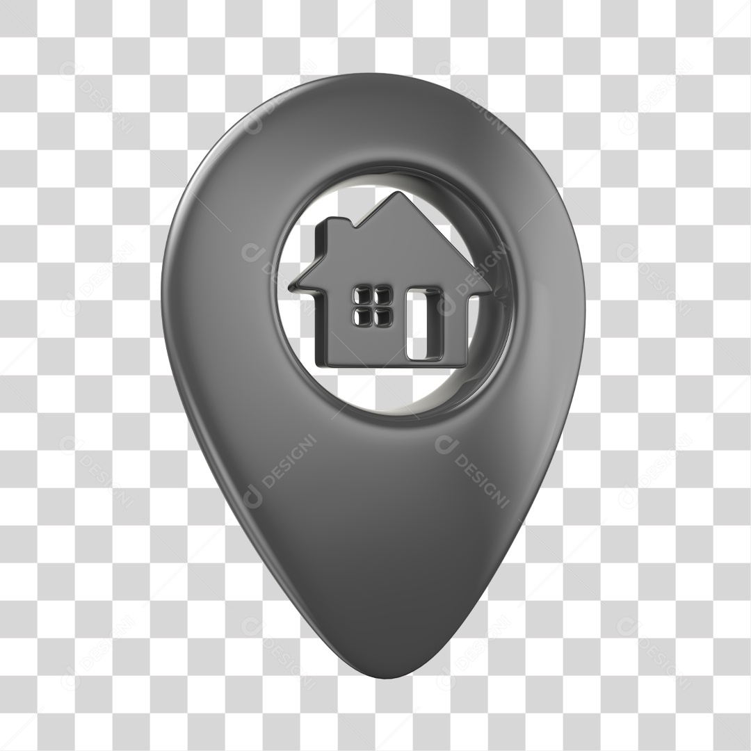 Pin de localização de Casa Elemento 3D Cinza PNG Transparente