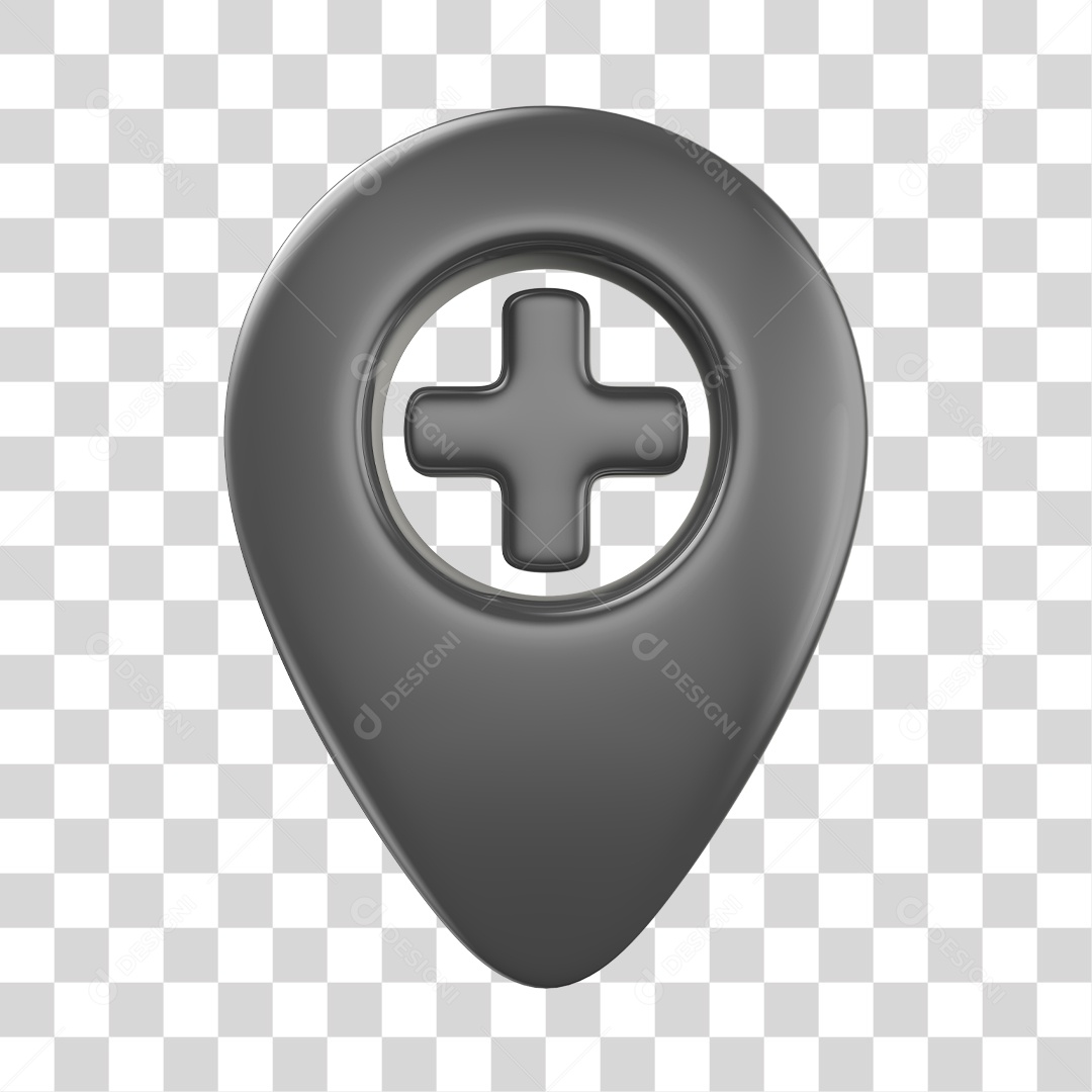Pin de localização de Farmácia Elemento 3D Cinza PNG Transparente