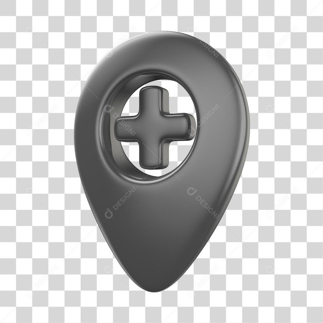 Pin de localização de Farmácia Elemento 3D Cinza PNG Transparente