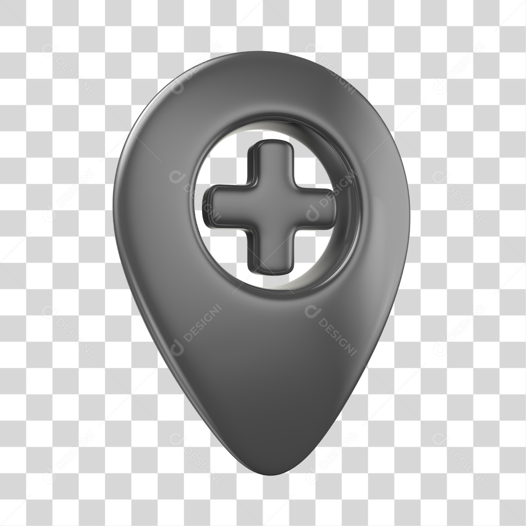 Pin de localização de Farmácia Elemento 3D Cinza PNG Transparente
