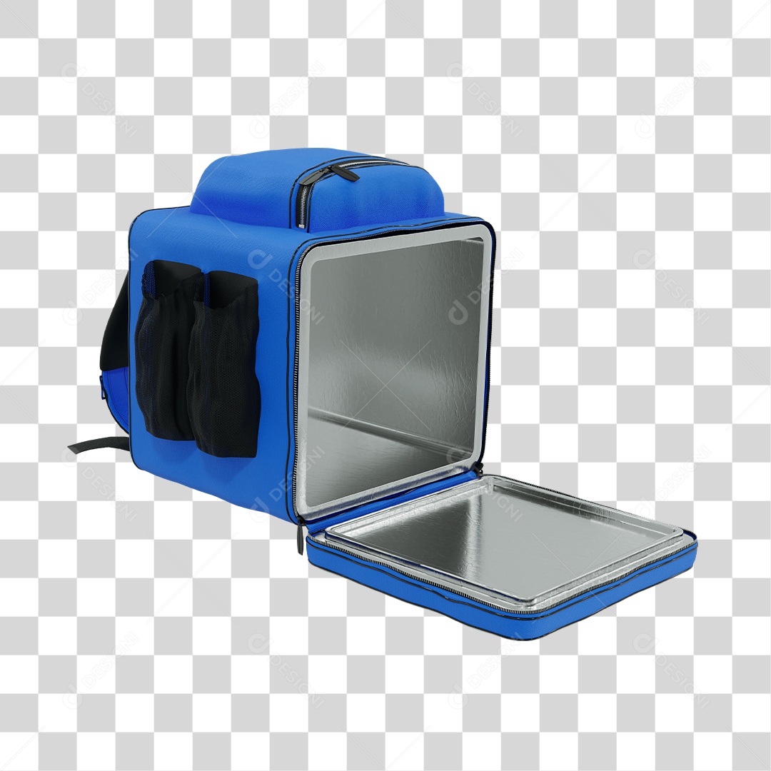 Bag de Delivery Aberta Elemento 3D Azul PNG Transparente