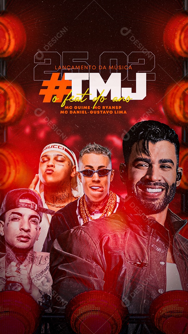 Story O Feat do Ano # TMJ Gusttavo Lima Mc Ryan Mc Daniel Mc Guime Flyer Social Media PSD Editável