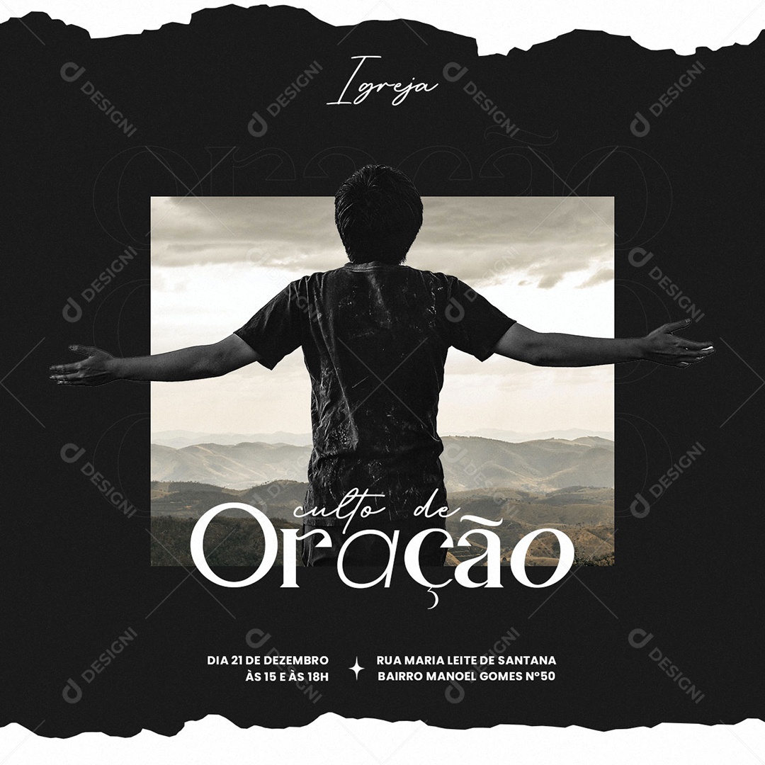 Prayer Service Flyer Gospel Social Media PSD Editable