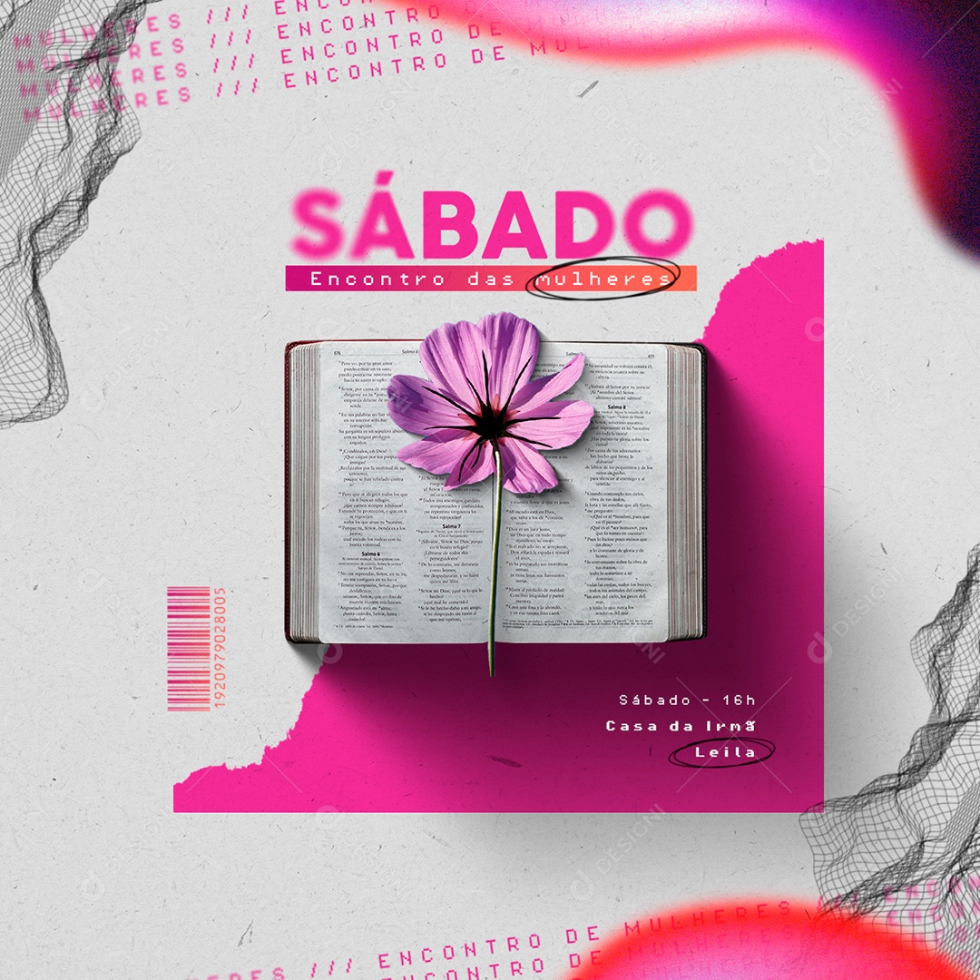 Sábado Encontro das Mulheres Flyer Gospel Social Media PSD Editável