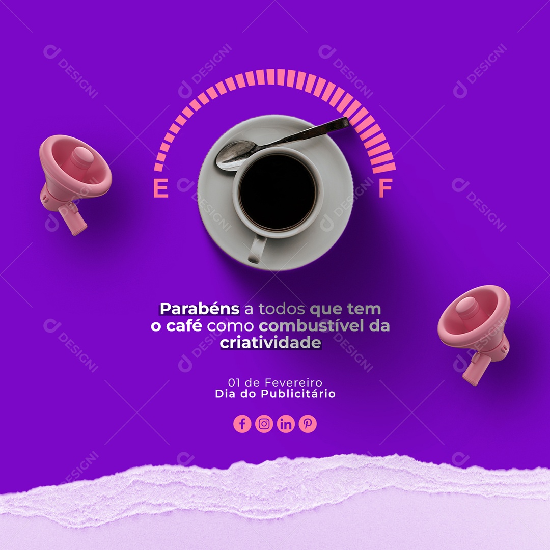 Parabéns a Todos que Tem o Café como Combustível Dia Do Publicitário Social Media PSD Editável