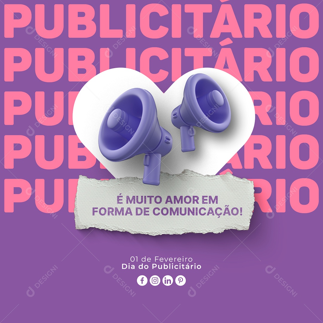 É Muito Amor em Forma de Comunicação Dia Do Publicitário Social Media PSD Editável