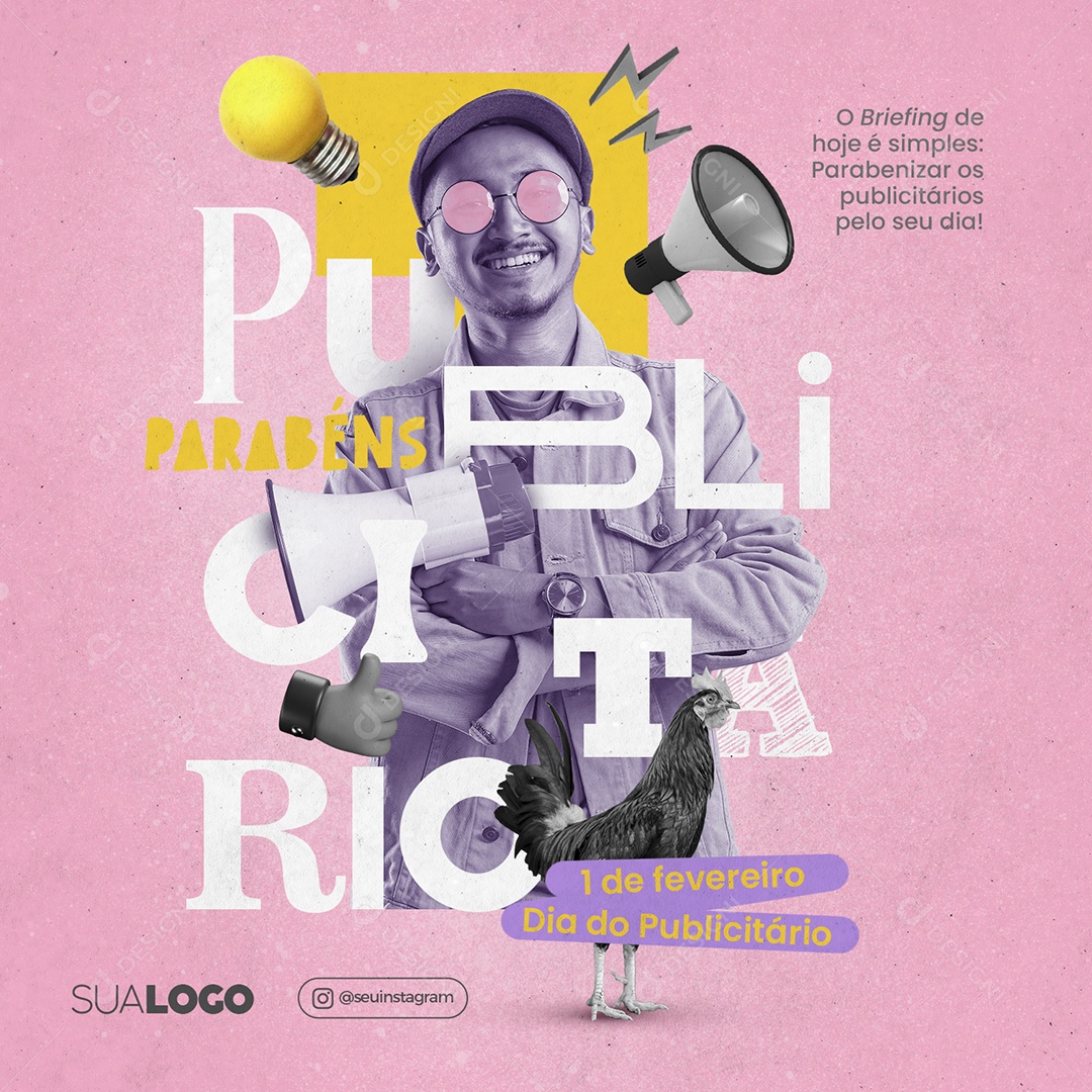 Parabéns Publicitário 01 de Fevereiro Social Media PSD Editável