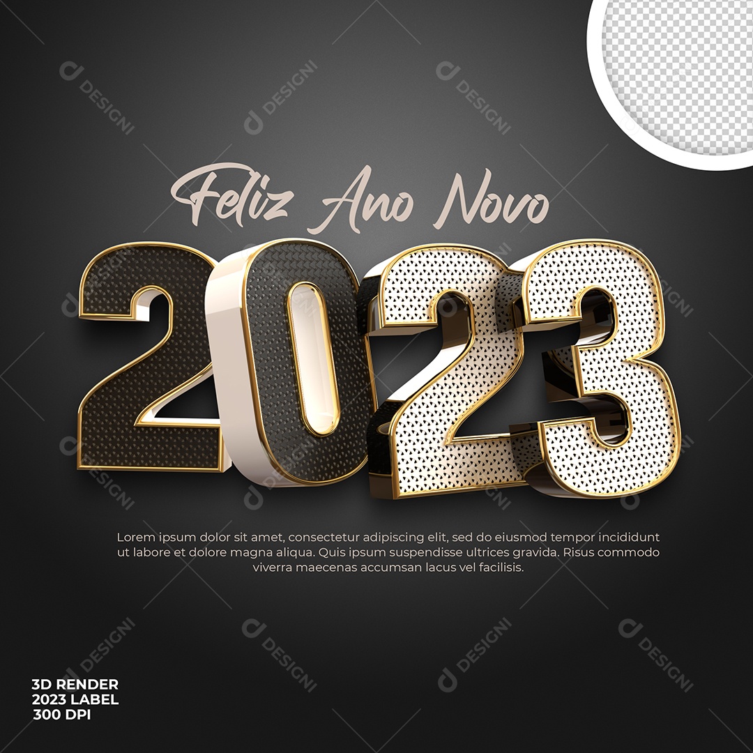 Número 3D Para Composição 2023 Feliz Ano Novo PSD