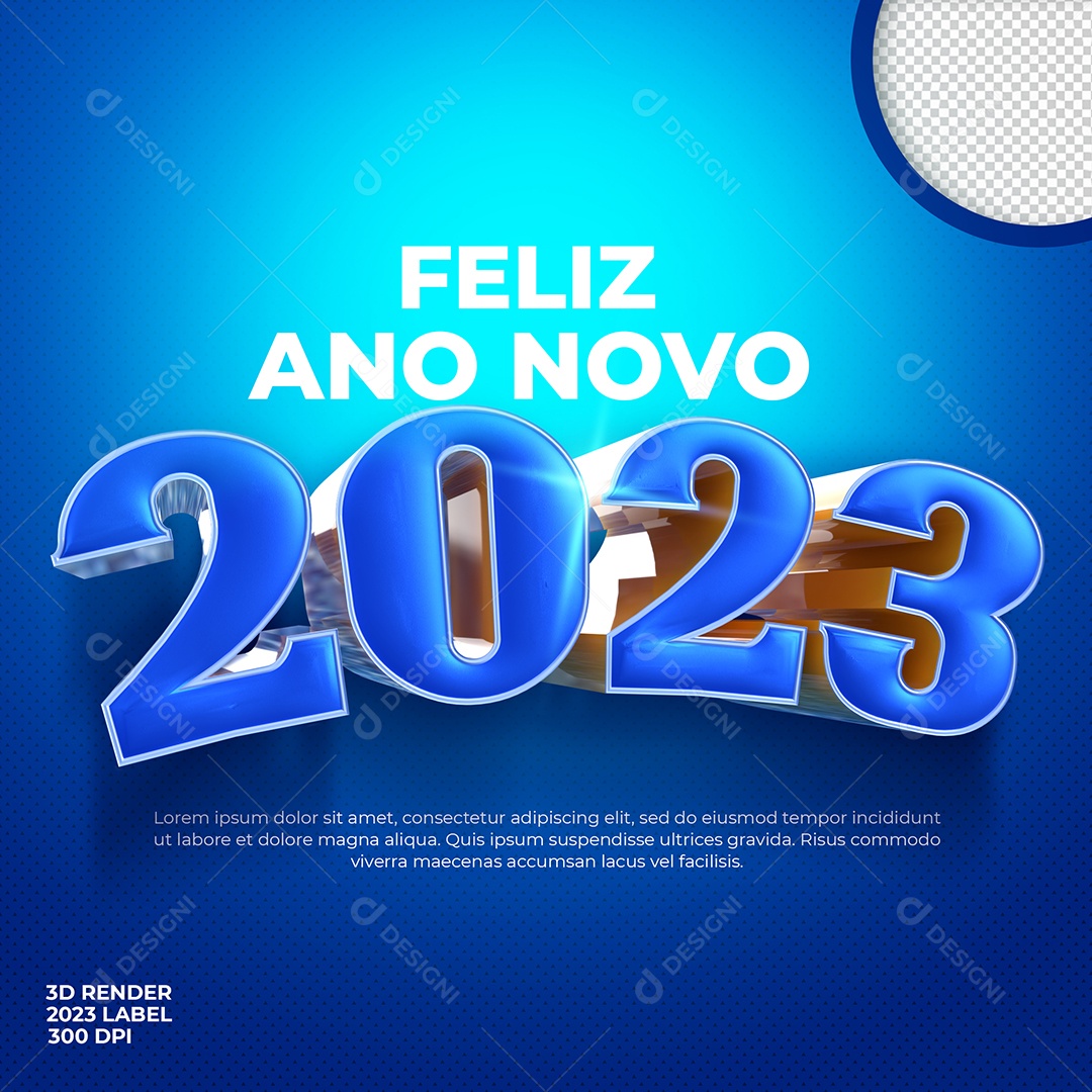 Número 3D Para Composição 2023 Feliz Ano Novo PSD