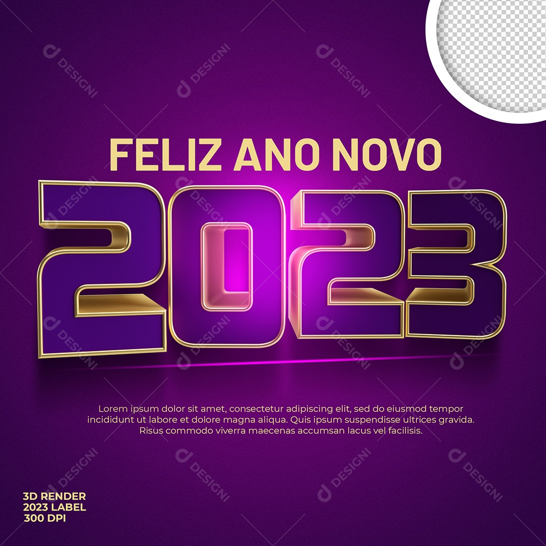 Número 3D Para Composição 2023 Feliz Ano Novo PSD